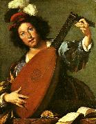 Bernardo Strozzi lutspelare oil painting reproduction